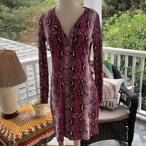 DVF Diane Von Furstenberg Reina Pink Purple Reptile Snake Snakeprint Dress 6 4